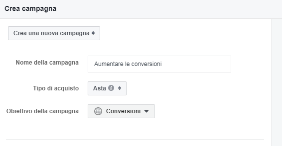 FB Ads - obiettivo conversioni