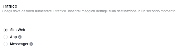 FB Ads - obiettivo Traffico