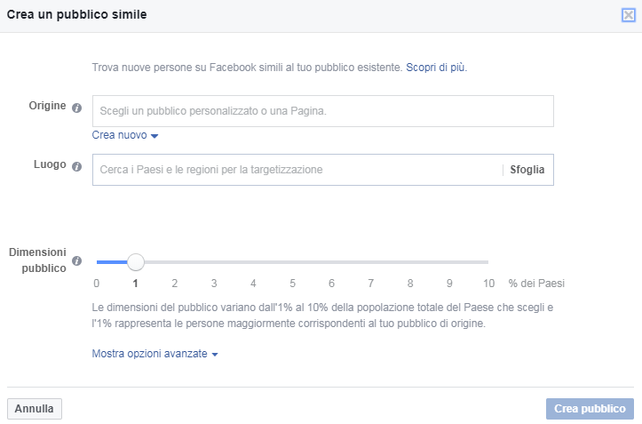 FB Ads - Pubblico simile